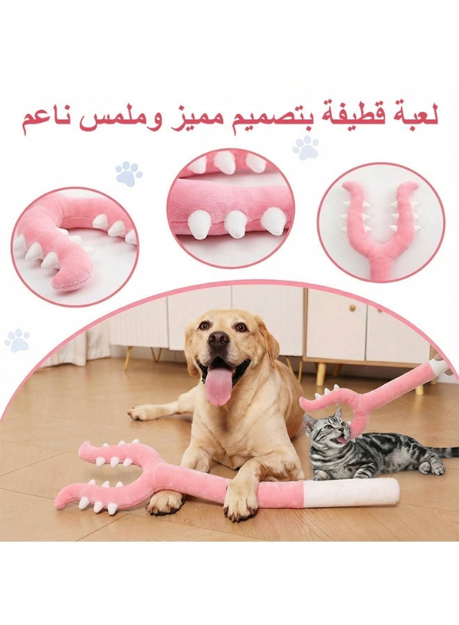 LAPET Plush Cat Wand Toy with Clamp Design - Novelty Interactive Teaser Stick for Indoor Cats, Soft Cotton Pet Play Toy, Fun Pet Gag Gift Small Medium Puppies Kittens Dogs (Pink) - Image 3